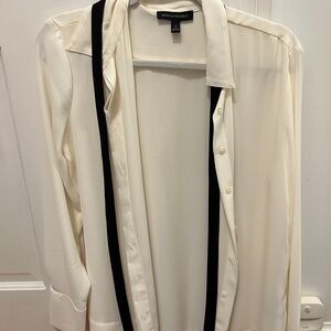Banana Republic Cream Blouse with Black Trim size S